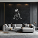 Minimalist Sitting Woman Metal Wall Art - Elegant Modern Line Art Decor - KAF065