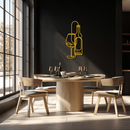 Wine Bottle & Glass Metal Wall Art - Modern Minimalist Bar Decor - KAF081