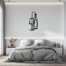 Wine Bottle & Glass Metal Wall Art - Modern Minimalist Bar Decor - KAF081
