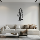 Wine Bottle & Glass Metal Wall Art - Modern Minimalist Bar Decor - KAF081