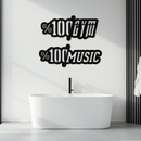 %100 Gym & Music Metal Wall Art - Fitness & Music Enthusiast Decor - KAF091