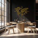 Geometric World Map Metal Wall Art - Modern Compass Wall Decor - KAF099