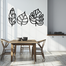 Geometric Leaf Trio Metal Wall Art - Modern Botanical Steel Decor - KAF114
