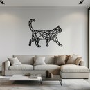 Geometric Cat Metal Wall Art - Modern Feline-Inspired Decor - KAF116