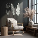 Geometric Feather Metal Wall Art - Modern Boho Steel Decor - KAF117