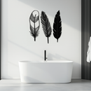 Geometric Feather Metal Wall Art - Modern Boho Steel Decor - KAF117