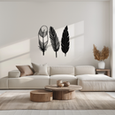 Geometric Feather Metal Wall Art - Modern Boho Steel Decor - KAF117