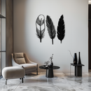 Geometric Feather Metal Wall Art - Modern Boho Steel Decor - KAF117