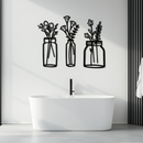 Floral Vase Metal Wall Art - 3-Piece Modern Steel Wall Decor - KAF118