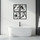Bird Silhouette Metal Wall Art - 4-Piece Modern Steel Wall Decor - KAF128