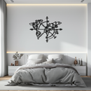 Geometric World Map Metal Wall Art - Modern Compass-Inspired Steel Decor - KAF131