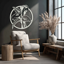 Floral Elegance Metal Wall Art - Modern Circular Flower Decor- KAF177