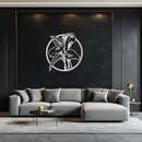 Floral Elegance Metal Wall Art - Modern Circular Flower Decor- KAF177