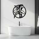 Floral Elegance Metal Wall Art - Modern Circular Flower Decor- KAF177