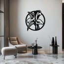 Floral Elegance Metal Wall Art - Modern Circular Flower Decor- KAF177