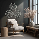 Floral Harmony Metal Wall Art - Set of Three Elegant Botanical Designs - KAF223