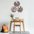 Floral Harmony Metal Wall Art - Set of Three Elegant Botanical Designs - KAF223