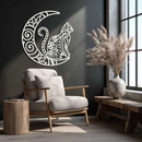 Moon & Cat Metal Wall Art – Mystical Feline Decor - KAF266