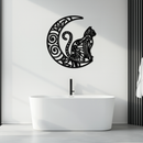 Moon & Cat Metal Wall Art – Mystical Feline Decor - KAF266