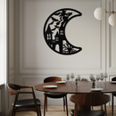 Haunted Moon Halloween Metal Wall Art - Witch & Castle Silhouette - KAF274