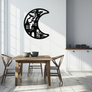 Haunted Moon Halloween Metal Wall Art - Witch & Castle Silhouette - KAF274