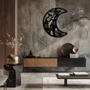 Haunted Moon Halloween Metal Wall Art - Witch & Castle Silhouette - KAF274