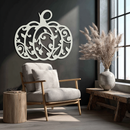 Ornamental Pumpkin Metal Wall Art - Elegant Halloween Vine Decor- KAF279