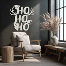 HO HO HO Metal Wall Art - Christmas Reindeer Antler Holiday Decor- KAF312