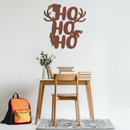 HO HO HO Metal Wall Art - Christmas Reindeer Antler Holiday Decor- KAF312