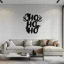 HO HO HO Metal Wall Art - Christmas Reindeer Antler Holiday Decor- KAF312