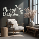Merry Christmas Tree Metal Wall Art - Holiday Season Script Steel Decor- KAF316