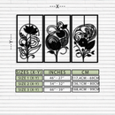Floral Panel Trio Metal Wall Art - Elegant Black Botanical Wall Decor Set- KAF317