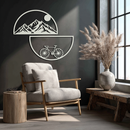 Mountain View Metal Wall Art - Half Circle Bicycle and Landscape Silhouette Decor- KAF321