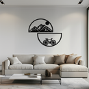 Mountain View Metal Wall Art - Half Circle Bicycle and Landscape Silhouette Decor- KAF321