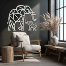 Elephant Family Metal Wall Art – Mom and Calves Silhouette Steel Decor for Nature and Animal Lovers- KAF337
