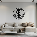 African Woman Carrying Vase Metal Wall Art – Tribal Silhouette Steel Decor for Cultural and Ethnic Interiors- KAF342