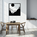 Moonlit Mountain Landscape Metal Wall Art – Modern Square Forest Scene Silhouette for Rustic Nature Decor- KAF346