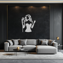Jazz Singer Silhouette Metal Wall Art - Elegant Female Vocalist Decor - KAF355