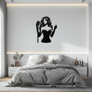 Jazz Singer Silhouette Metal Wall Art - Elegant Female Vocalist Decor - KAF355