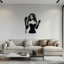 Jazz Singer Silhouette Metal Wall Art - Elegant Female Vocalist Decor - KAF355