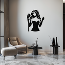 Jazz Singer Silhouette Metal Wall Art - Elegant Female Vocalist Decor - KAF355