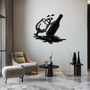 Wine Bottle and Glass Metal Wall Art – Modern Bar Decor with Splash Effect for Kitchen or Lounge Spaces- KAF356