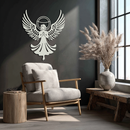 Guardian Angel Metal Wall Art – Spiritual Angel Silhouette with Halo for Home Blessing Decor- KAF359