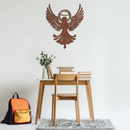 Guardian Angel Metal Wall Art – Spiritual Angel Silhouette with Halo for Home Blessing Decor- KAF359