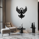 Guardian Angel Metal Wall Art – Spiritual Angel Silhouette with Halo for Home Blessing Decor- KAF359