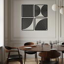 Geometric Pattern Metal Wall Art – 4-Piece Modern Minimalist Steel Decor- KAF363