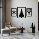 Christmas Tree & Reindeer Metal Wall Art Set – 3 Piece Modern Holiday Decor- KAF377