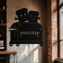 Cute Yummy Toast Metal Wall Art – Playful Kitchen Decor with Smiling Toast Characters on Toaster for Modern Home- KAF412