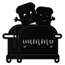 Cute Yummy Toast Metal Wall Art – Playful Kitchen Decor with Smiling Toast Characters on Toaster for Modern Home- KAF412