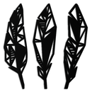 Geometric Feather Trio Metal Wall Art – Abstract Minimalist Black Steel Feather Set for Modern Bohemian Interiors- KAF434